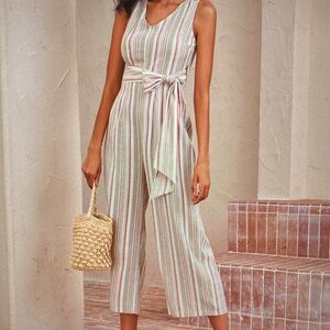Striped Sleeveless Jumpsuit